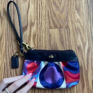Coach Red and Blue Patterned Wristlet